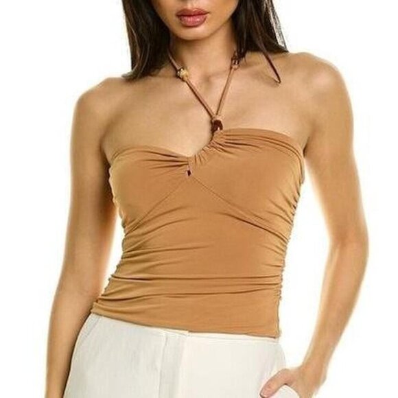 A.L.C. Tops - A.L.C Asymmetrical Gabi Brown Beaded Top